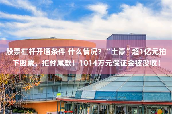 股票杠杆开通条件 什么情况？“土豪”超1亿元拍下股票，拒付尾款！1014万元保证金被没收！